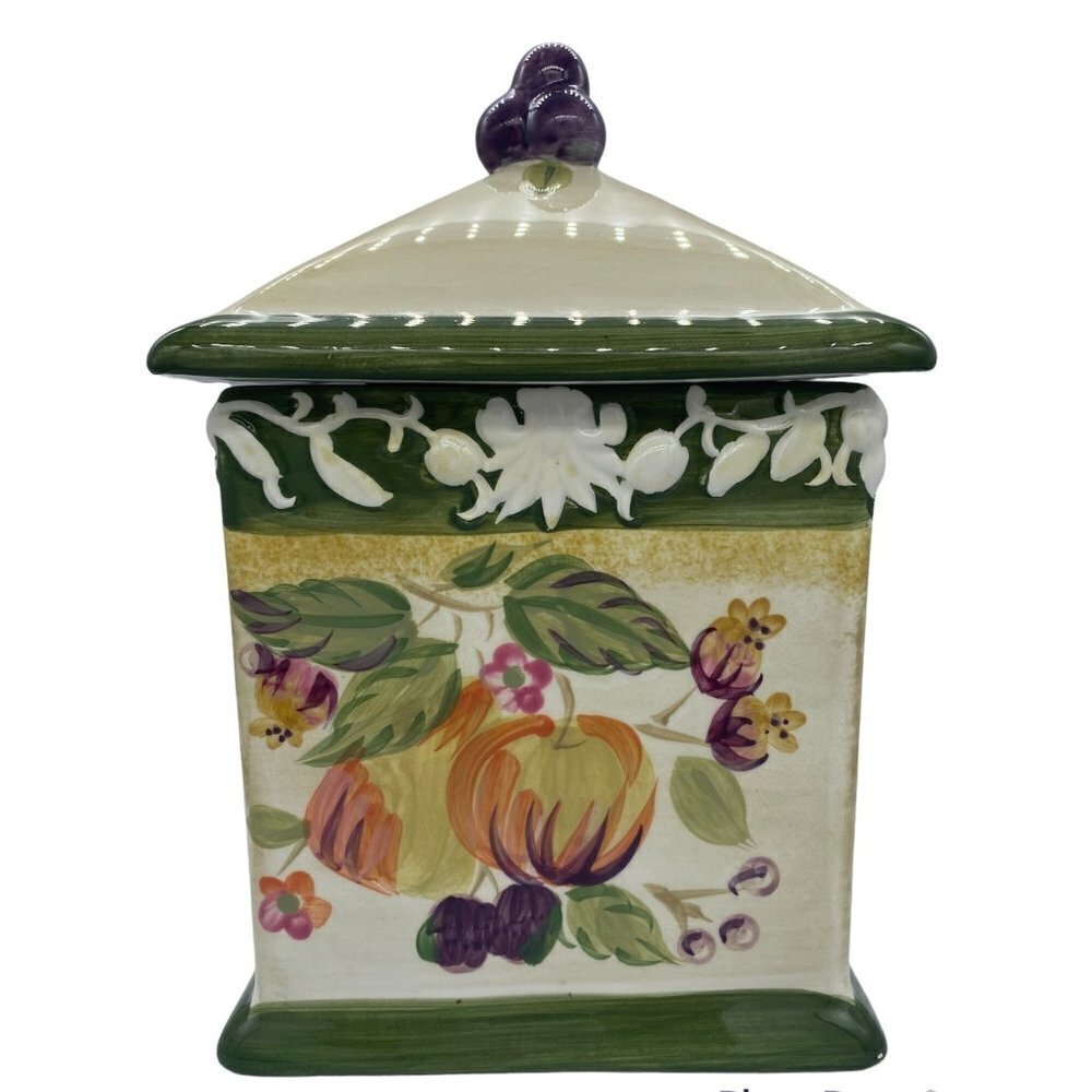 Vintage WCL Canister/Cookie Jar, Tuscany Multicolor Fruit Pattern Designed